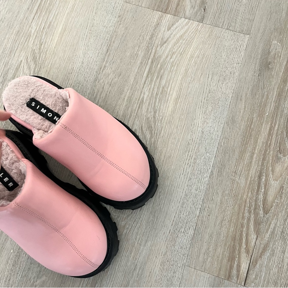 Simon Miller Pink Grip Bubble Clog Mule Platform Shearling Size 37 EU 7 US - Picture 5 of 12